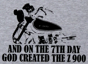 Z900.us t-shirt print ash grey "AND ON THE 7TH DAY GOD CREATED THE Z 900"
